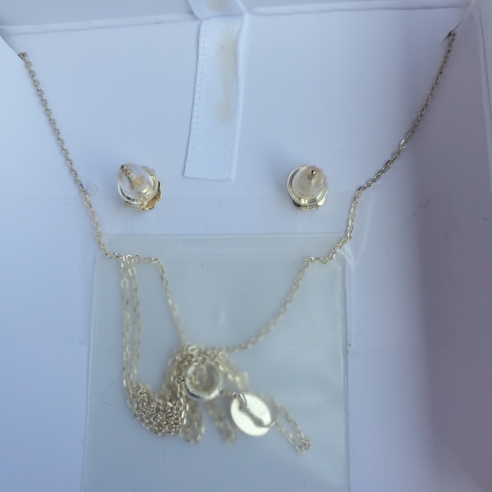 New Sterling Silver CZ Halo  2pc Jewelry Set._14